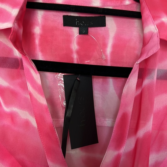 h:ours Jaqi Wrap Dress in Fuchsia Tie Dye Small - Picture 7 of 8